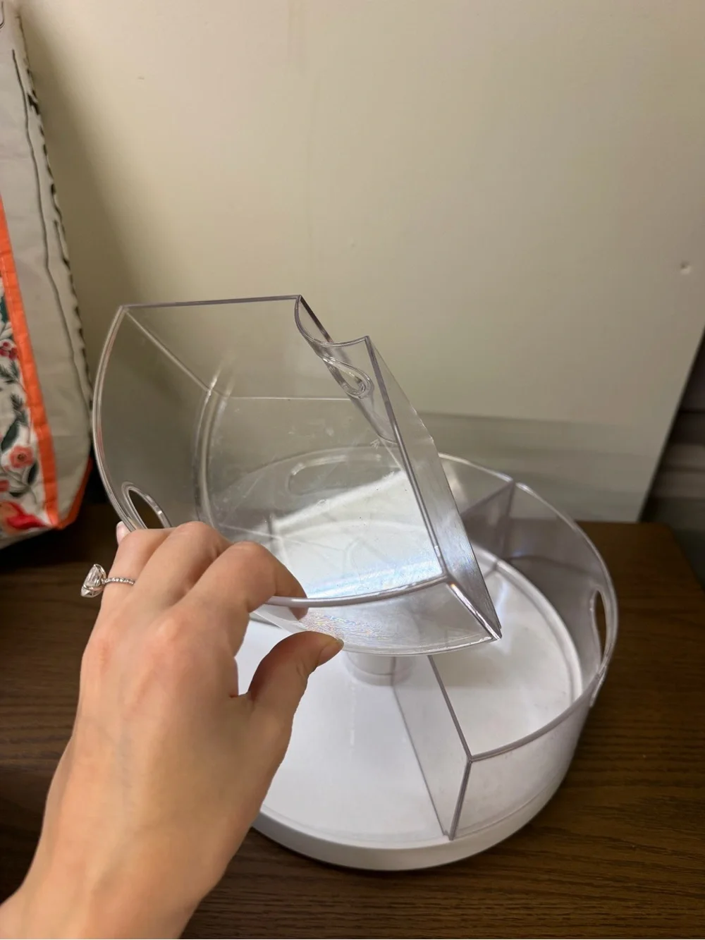 Clear Rotating Pantry Organizer Lazy Susan - White Accent